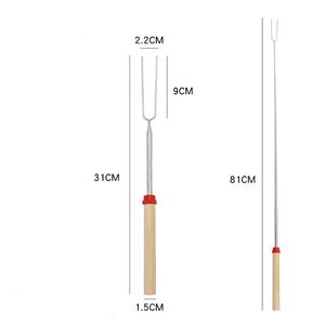Telescoping thịt nướng ngã ba thép không gỉ kim loại đôi xiên rang thanh smores xiên cho Hot Dog BBQ dã ngoại cắm trại - Product Image 2