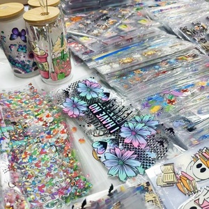 ถ้วยสติกเกอร์แบบลอกลายยูวี DTF ติดโลโก้ได้ตามต้องการพิมพ์ฉลากแก้วขนาด16ออนซ์พร้อมการใช้งานการ์ตูน - Product Image 3