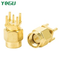 YOGU SMA JE Vierpolige Gerade SMA-Buchse zur Leiterplattenmontage RF-Koaxial-Antennenanschluss für Bluetooth-Sendermodul