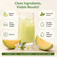 Offre Spéciale : Poudre de Boisson au Glutathion Saveur Melon Miel pour une Peau Éclatante – Complément Alimentaire Beauté au Collagène