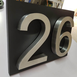 Plaque numérique <span class=keywords><strong>de</strong></span> porte et lettres 3D, en acier inoxydable brossé, Extra Large, moderne, pour l'<span class=keywords><strong>extérieur</strong></span>, finition en métal, signes - Product Image 2