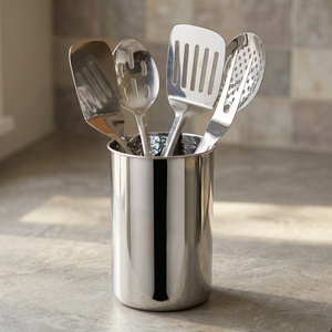 Portaherramientas de cocina de acero inoxidable a precio de mayorista con diseño clásico martillado y elegante - Product Image 3
