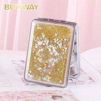 Miroir de poche à paillettes carré Double face Portable Logo personnalisé Mini petits miroirs à main pour maquillage moderne pour les occasions d'anniversaire