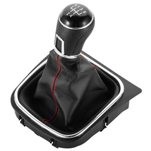 Ensemble pommeau de levier de vitesse 5/<span class=keywords><strong>6</strong></span> vitesses et soufflet en cuir noir pour VW <span class=keywords><strong>Golf</strong></span> 5 <span class=keywords><strong>6</strong></span> Jetta V VI Scirocco <span class=keywords><strong>GTI</strong></span> R32 MK5 MK6 – Amélioration de style <span class=keywords><strong>performance</strong></span> - Product Image 3