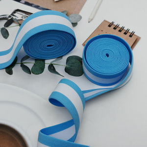 Ruban de fixation en nylon élastique à motif bleu et blanc sur mesure pour l'industrie du vêtement, personnalisation en gros avec logo jacquard - Product Image 5