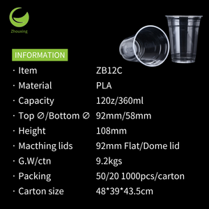 Takeaway Biodegradable 12oz Recyclable Food Grade PLA Clear Single Wall <strong>Cups</strong> Single Use Custom Wholesale Disposable UV Printing - Product Image 4