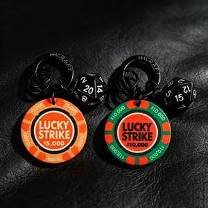 Porte-clés promotionnel <span class=keywords><strong>en</strong></span> céramique <span class=keywords><strong>en</strong></span> forme de jeton de <span class=keywords><strong>poker</strong></span>, porte-clés porte-bonheur de casino, souvenir, avec pendentif dés, cadeau - Product Image 4