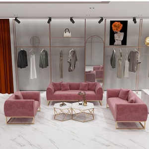 Divano Moderno a Tre Posti <span class=keywords><strong>in</strong></span> Velluto con Imbottitura <span class=keywords><strong>in</strong></span> Schiuma e Gambe <span class=keywords><strong>in</strong></span> <span class=keywords><strong>Plastica</strong></span>, Vendita Diretta dalla Fabbrica di Mobili - Product Image 3