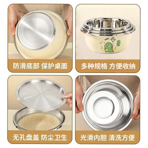 Stainless Steel Food <b>Storage</b> <b>Container</b> With Lid Round Airtight Refrigerator Safe Home Use 32cm 30cm 28cm 26cm 24cm 22cm 20cm - Product Image 4