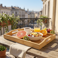 Plateau de service alimentaire avec poignées, plateau de lit pour petit-déjeuner, plateau à thé, plateau à collation, plateau de dîner, plateau de rangement décoratif pour la maison, plateau alimentaire, plateau pour ottoman, plateau de comptoir de cuisine