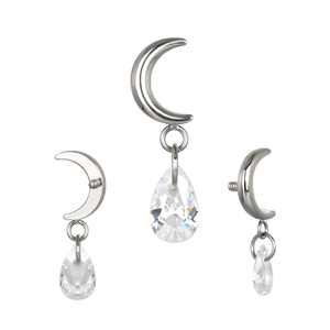 Venta caliente pendiente Helix ASTM F136 titanio media luna con CZ cuelga internamente roscado Top Moon oreja nariz anillo joyería - Product Image 3