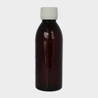 Bouteille en plastique ambré foncé de 180 ml pour médicaments liquides oraux, sirop contre la toux |   Bouteille en plastique avec quatre lignes graduées 180 ml |   Qualité pharmaceutique