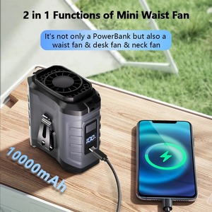 Ventilateur portable à clipser à la ceinture, mini ventilateur USB rechargeable avec batterie externe 10000 mAh, ventilateur sans fil à suspendre au cou pour le sport, les activités de plein air et le travail - Product Image 3