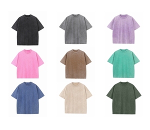Vintage Acid Washed Oversized T-Shirt For Men Custom Logo Distressed Heavyweight 100% Cotton Blank Printed Pattern - Product Image 3