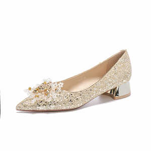 Escarpins pour femmes 3333D-021 à bout pointu, talon carré, strass, chaussures de mariée confortables, talon bas 3cm 5cm, doublure satinée, semelle PU - Product Image 5