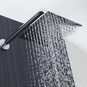 Mélangeur de <span class=keywords><strong>douche</strong></span> à effet pluie mural en laiton noir mat Pommeau de <span class=keywords><strong>douche</strong></span> compté mural au fini chromé Système de robinet inversé poli - Product Image 2