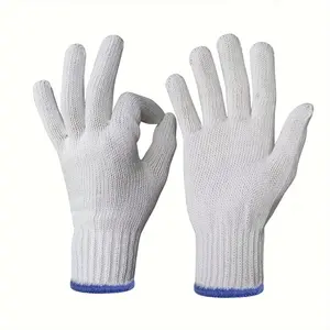 Sarung tangan rajut katun keamanan kerja pabrik MOQ rendah sarung tangan pertanian berkebun Industri tahan lama putih 100% katun