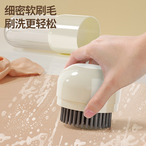 Portable Soap Dish With Cleaning Brush Round Minimalist Design Large Size Airtight Lid Drainable Travel Use - Product Image 3