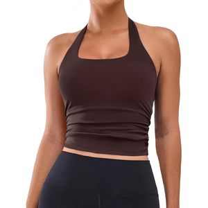 Womens <b>Halter</b> Sports <b>Bra</b> Tank Top Square <b>Neck</b> Breathable Spandex Polyester Fitness Workout Crop Top - Product Image 1