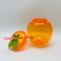 16oz Funny Fair Juice Cups Mardi Gras Tasse en plastique en forme d'orange pour enfants avec paille