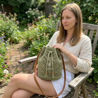 Sac seau en tricot vintage écologique, pliable, grande capacité, plage, décontracté, vacances, personnalisable ODM/OEM