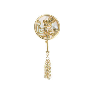 Muyu Lotus Fan Brooch Zinc Alloy Tassel Women's Fashion Cheongsam Pin Accessory Party Jewelry - Product Image 5