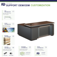 Bureau de direction en forme de L avec armoire latérale, mobilier au design moderne pour espace de travail d'entreprise