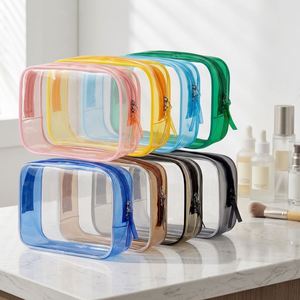 New <b>Clear</b> Pvc Toiletry Fashion Thread Pattern Luxury High Quality Cosmetic Makeup <b>Bag</b> With Zipper - Product Image 1