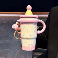 Bouteille isotherme sous vide en acier inoxydable de 500 ml, style Dopamine, grande capacité, anti-fuite, super mignonne, très esthétique, avec paille, pour femmes et étudiantes