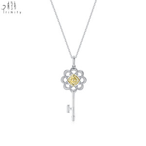 Nouveaux produits : Collier pendentif en or massif 18 carats avec diamants naturels véritables, design fleur fait main et diamant jaune - Product Image 3