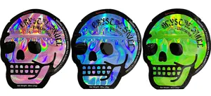 Custom Printing 3.5g 7g 25g 88oz 5000MG Child Proof Zipper Special Skull Shaped Zip Bag Holographic Die Cut Gummy Gummies Bag