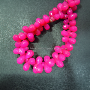 AAA Grade Rose Calcédoine Facettes Briolette Tear Drop Pierre Perles 10mm Lâche Poire Pierres Précieuses Brins Bracelets 4mm Disponibilité - Product Image 1