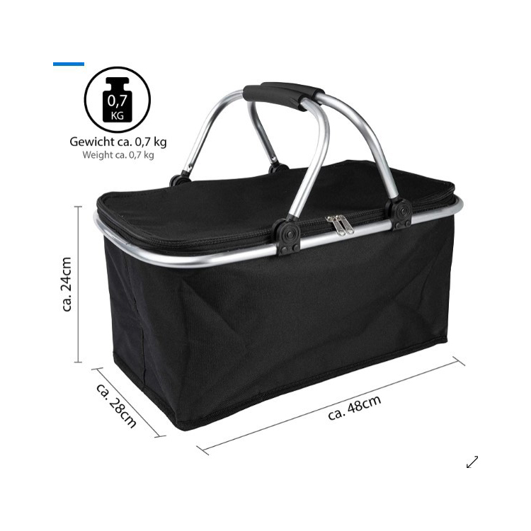 Рекламная портативная, складная, черная, изолированная, термоохлаждающая ручная корзина