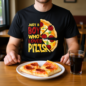 T-shirt promotionnel Just a Boy for Who Loves Pizza - Product Image 3