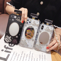 Casing botol parfum cermin berlian, sarung HP desain mewah untuk iPhone 6 6S 7 8 Plus X XS Xs Max 11 12 13 14 15 Pro Max