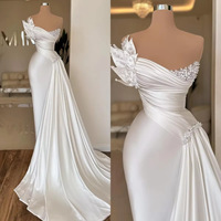 Robe de Mariée Sirène Femme Africaine Perles Sexy Blanche Vintage pour Réception et Fête MW637