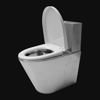 WC en acier inoxydable 304 avec réservoir et couvercle en PVC, siphon en S de 600 mm, en stock usine Kuge