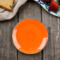 Assiette ronde à motif d'anneaux d'arbre, 16,8 cm - Orange foncé, en porcelaine renforcée, passe au lave-vaisselle et au micro-ondes