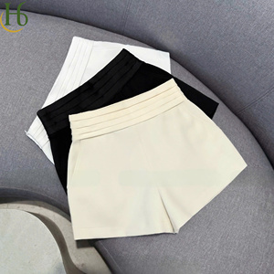 Shorts taille haute pour femmes, style jupe-short unie, service OEM pour la saison estivale, pantalon mi-mollet avec fermeture éclair - Product Image 5