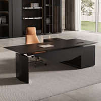 Bureau de direction moderne, bureau de direction de luxe haut de gamme, bureau en L extensible en bois, bureau du président, bureau du directeur