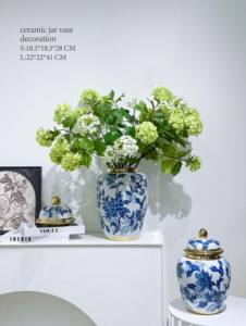 V299 OEM Vase de table artisanal en céramique personnalisé Pot de gingembre Vase en <span class=keywords><strong>porcelaine</strong></span> de <span class=keywords><strong>Delft</strong></span> Vase floral bleu et blanc pour la décoration intérieure - Product Image 2