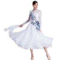 B-18413 Personnalisé Offre Spéciale Bal Blanc Lisse Concurrence Robe De Danse Haut De Gamme moderne Robe De Danse De Salon Pour Adultes