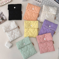 410121 Tas Sanitasi Poliester Berlapis Warna Permen Tas Penyimpanan Mini Portabel Pembalut Menstruasi Penutup Ritsleting & Pengait Dompet Koin