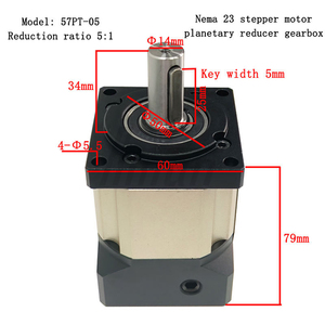 Motor paso a paso híbrido Nema 23 modelo 57PT-5 con reductor de engranajes planetarios de alta precisión, relación 5:1, para barreras de acceso y carros AGV - Product Image 2
