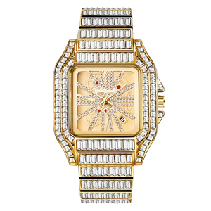 Reloj de Lujo de Alta Calidad con Diamantes Dorados Analógicos Cuadrados para Hombre, Brillante, Estilo Hip Hop, Totalmente Engastado, Movimiento <span class=keywords><strong>Citizen</strong></span>, Último Modelo - Product Image 4