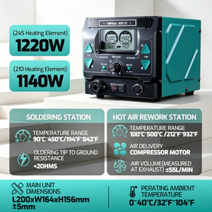 สถานีรีเวิร์คแบบลมร้อน YIHUA 992D-III 210 245 พร้อมหัวแร้งบัดกรีสำหรับงานซ่อมอิเล็กทรอนิกส์ด้วยกล้องจุลทรรศน์ ซ่อมแผงวงจรพิมพ์ W277 - Product Image 6