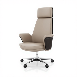 <span class=keywords><strong>Silla</strong></span> de Oficina Ejecutiva Giratoria de Diseño Moderno, Respaldo Alto de PVC, Reposacabezas Ajustable, <span class=keywords><strong>Reclinable</strong></span>, Base de Aleación de Aluminio de Cinco Estrellas con Ruedas - Product Image 4