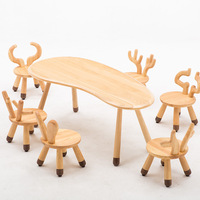 Ensemble table et chaise d'apprentissage en bois massif pour enfants One zero One, design moderne et simple, créatif, animal, salon, maternelle