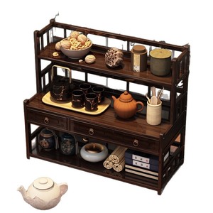 <b>Desktop</b> antique display <b>shelf</b>, small new Chinese style tea set, purple clay teapot storage rack, ornament table, tea rack, - Product Image 1