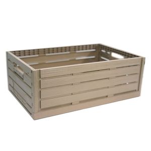 Custom Plastic Foldable Crate 600x400x220mm Stackable Mesh Food Basket Large Wood Turnover Boxes